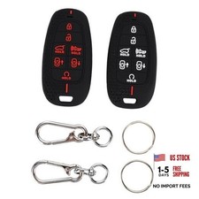 for Hyundai Silicone Rubber Key Fob Cover Case Compatible Black white/Black red