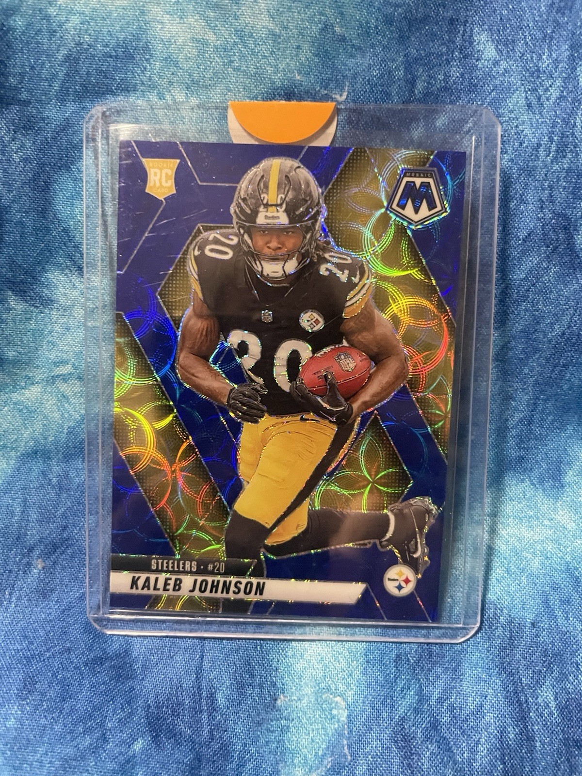 2025 Panini Mosaic Kaleb Johnson RC Blue Scope Prizm #315 - Pittsburgh Steelers