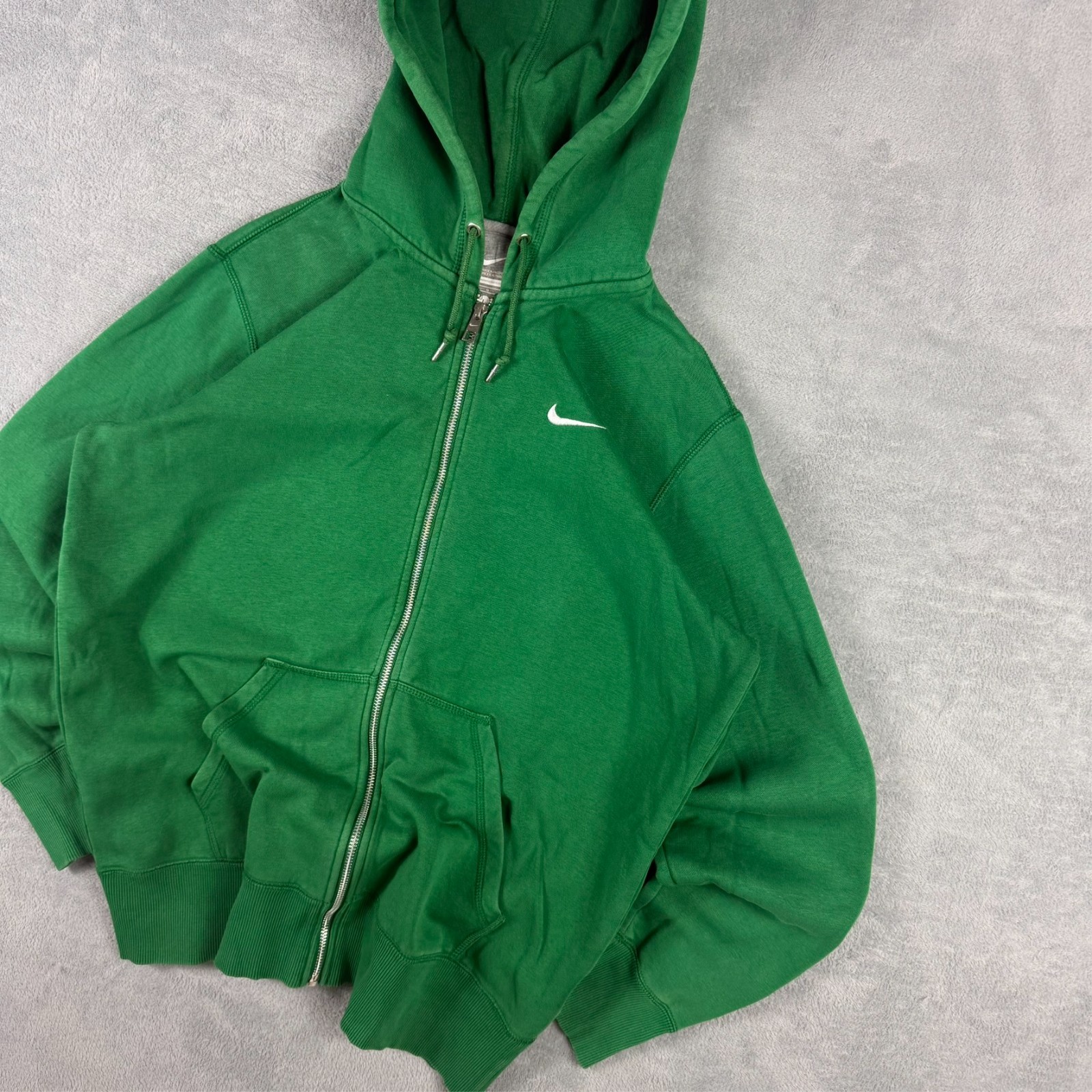VTG Nike 2000's Y2K Green Collegiate Mini Swoosh Oversized Large Full Zip Hoodie image 3