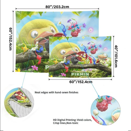 Pikmin Wandteppich Wandbehang für Schlafzimmer Wanddeko Geburtstag Geschenk für Kinder - Bild 3 von 9