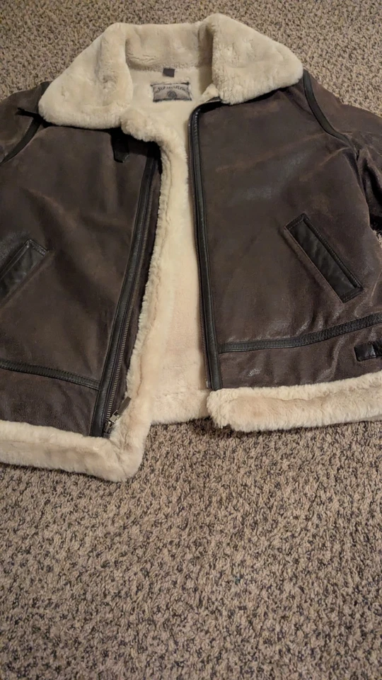 Chaqueta de Aviador St. Johns Vintage Bay Flight Para Hombre Mediana Cuero Marrón Foto 3 de 4