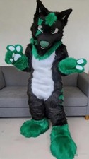 Long Fur Husky Dog Fox Mascot Costume Fursuit Halloween Suit Cosplay