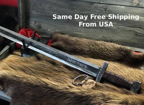 Hand Forged Medieval Style Viking Sword With Norse Runes On Blade ...