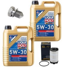 Motoröl Filter Set 5W-30 LIQUI MOLY 10 Liter + Schraube für Audi R8 Spyder 4.2