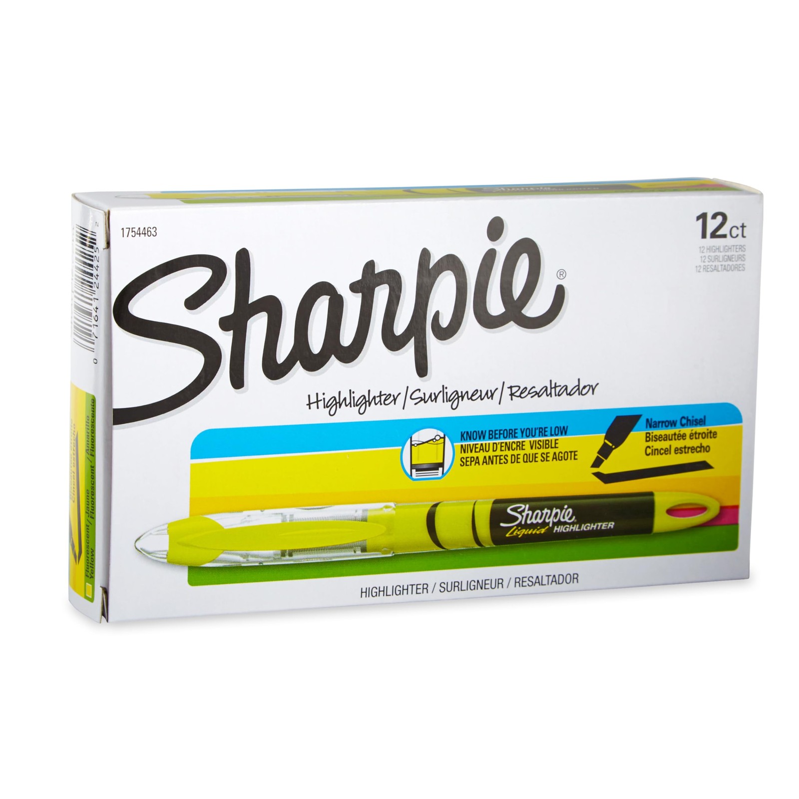S 12 Count Fluorescent Yellow Chisel Tip Liquid Markers