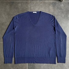 Prada Lana Wool Silk V-Neck Sweater Blue size L Knitted