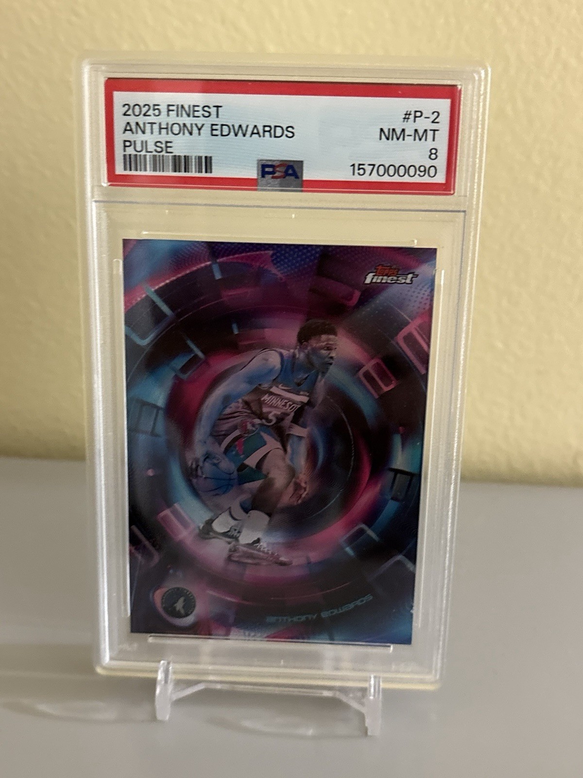 Anthony Edwards 2025 Topps Finest Pulse PSA 8