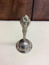 Vintage Art Nouveau Silverplate Dinner Hand Bell Floral Handle Desk Bell Table