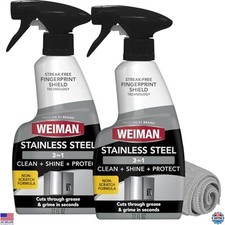 Stainless Steel Cleaner  Polish 2 Pack - Removes Fingerprints  Grease