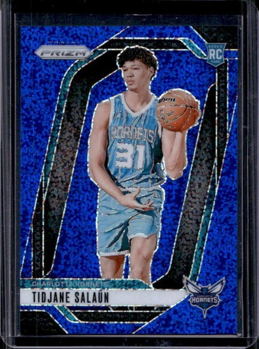 2024-25 Panini Prizm Tidjane Salaun RC Blue Sparkle Rookie #/144 Hornets