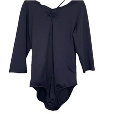 Danskin Girls Size Small 4-6 Black Long Sleeve Nylon Leotard NWT