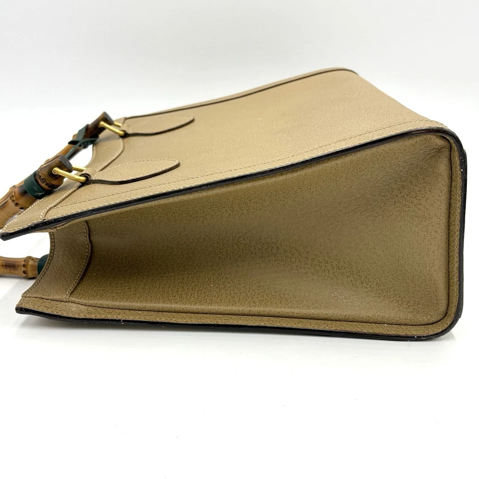 Bolso Gucci Bambú Dorado Herrajes Cartera/Bolso Asa Superior Mediano Cuero Marrón 2Y1024 Foto 3 de 4