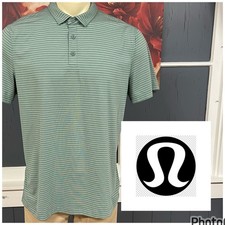 Lululemon Evolution Polo Golf Shirt Mens XL Slim Fit Soft Knit Green Striped