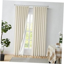 Pinch Pleated Full Blackout Curtains Linen 40"W x 102"L Pack of 2 Sand/Linen