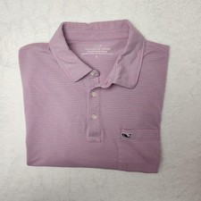 Vineyard Vines Edgartown Polo Shirt Mens Large Pink Stripe Pima Stretch Golf