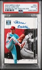2024 PANINI IMPECCABLE IMMORTAL INK HOLO SILVER #IISC STEVE CARLTON 9/25 PSA 8