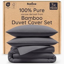 100 Viscose Derived from Bamboo Duvet Cover Queen Charcoal No Comforter