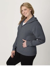 HANES Womens Zipped Hoodie Size Medium Loose Style Gray Pockets Lightweight New