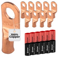 SELTERM 10pcs 6 Awg 5/16" Stud Wide Battery Lugs Ring Terminal Connectors ...