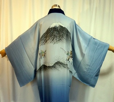 Japanese  kimono, Men's NAGAJUBAN, SILK, Horse solder Sengoku era, L 50.6''..4701