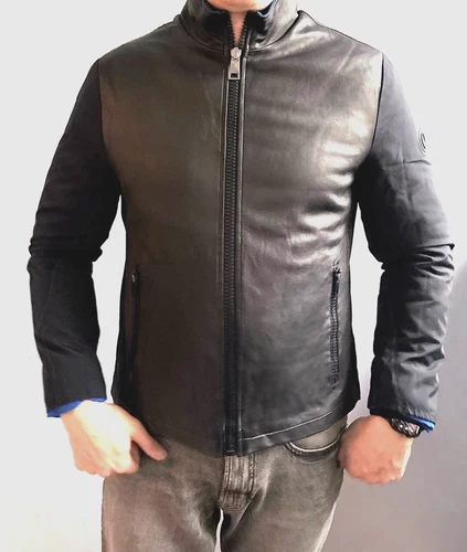 Baldinini mens down quilted reversible nylon leather jacket coat - product listing photo