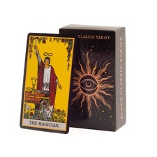 Black Classic Tarot Cards Deck 78 Cards Fortune Telling with Guidebook