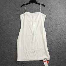 Cider Dress Womens L, White Square Neck Slip Jersey Stretch Mini Bodycon Party