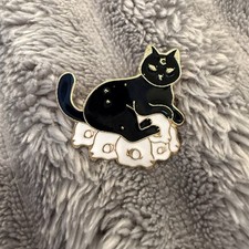 Black Cat Enamel Pin Skulls Kitty White Kitten Brooch Cat Lady Gift Gothic New
