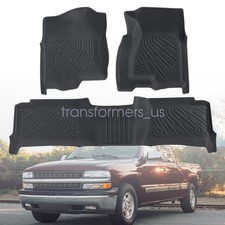Tpe Floor Mats Liners For 1999-2007 Silveradosierra 15002500 Crew Cab Black
