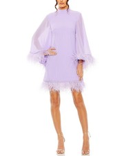Mac Duggal High-Neck Cape Sleeve Mini Dress Women's Purple 10