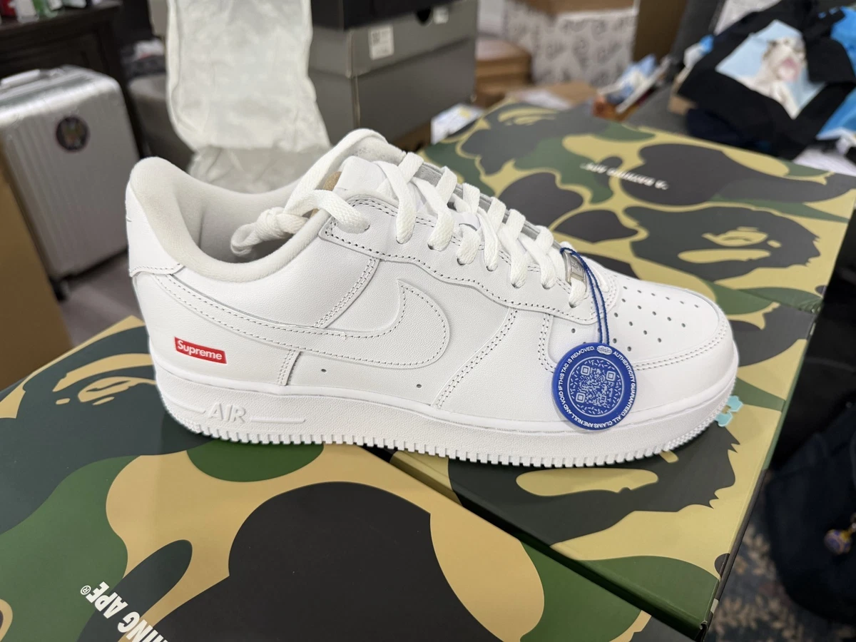 Nike Air Force 1 x Supreme Low Box Logo - White | eBay