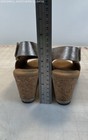 Women's Clarks Helio Float Pewter Metallic Leather Cork Wedge Sandals, Size 8M — photo 3
