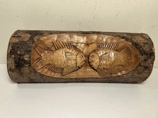 Vintage Handcrafted Wood Carved Fish Plaque Rustic Cabin Wall Decor 12”