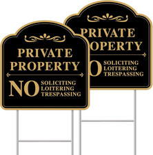 Private Property No Soliciting Sign for House, No Soliciting Yard Sign, 2-Pack 1