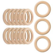 15 Pcs Wooden Rings for Craft, 2 Inch Natural Wood Rings 50 mm OD Wood Macr...