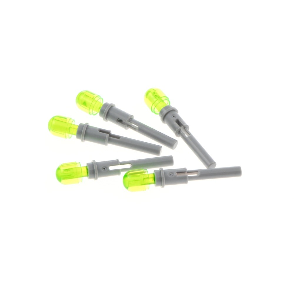 5x Lego Technic Pin 1/2 Rod 2L Light Gray Light Stone Cap Green 58176 61184