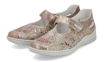Rieker Ballerina Beige Multi Spangenballerina Einlage Halbschuh Klettverschluss - Bild 1 von 4