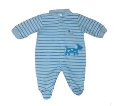 0-3 Month Carter's Vintage Blue Striped Footed Snap Up Puppy Sleeper
