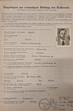 WWII German Medical Professions Questionnaire Form w/ Photo & Stamps Original