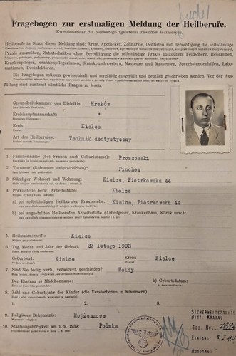 WWII German Medical Professions Questionnaire Form w/ Photo & Stamps Original