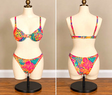 Vintage 1993 Point Conception Bikini Set M/L Neon High Cut Underwire USA