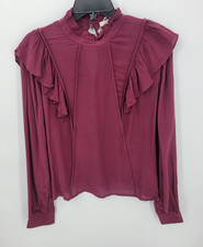 Lush Anthropologie Top Womens Large Maroon Ru...