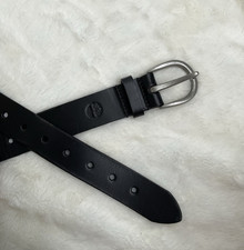 Timberland Black Genuine Leather Work Belt Silver Buckle - Mens Size M 3436
