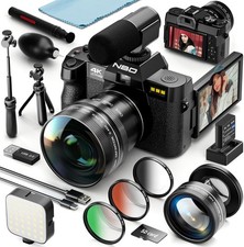 4K 48MP Digital Camera Complete Set: Lens, Microphone, Tripod, 3-Color Filter
