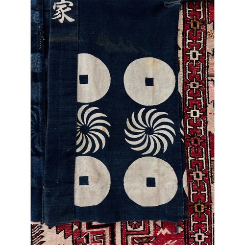 Mens Indigo Kimono Jacket Large Blue Crest Vintage Unisex Casual - Picture 5 of 10