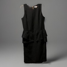 NWOT Michael Kors Black Sleeveless Back Zipper Peplum Ruffle Dress Size 6
