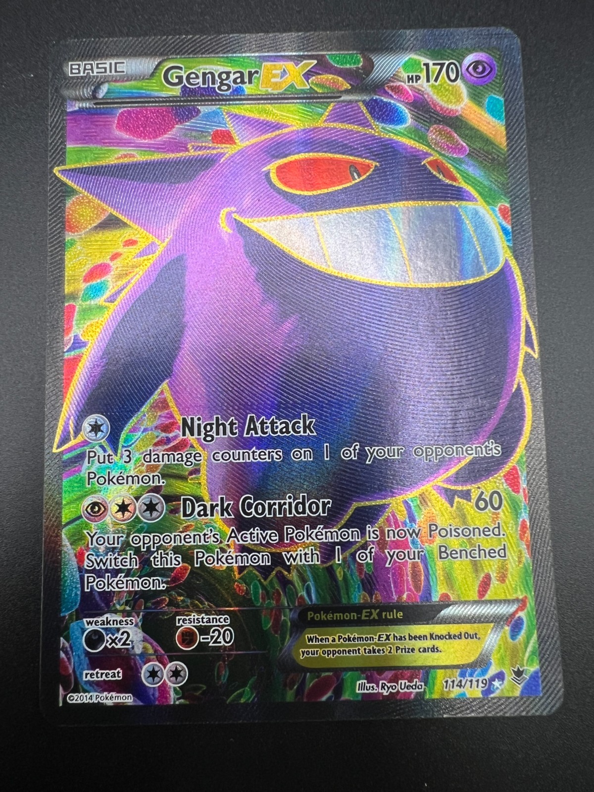 Gengar EX - 114/119 - Pokemon Phantom Forces XY Full Art Ultra Rare Card NM！
