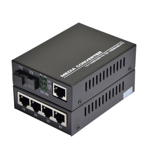 10/100M Single Mode 3KM 4 RJ45 and 1 SC fiber Port Optic Media Converter h