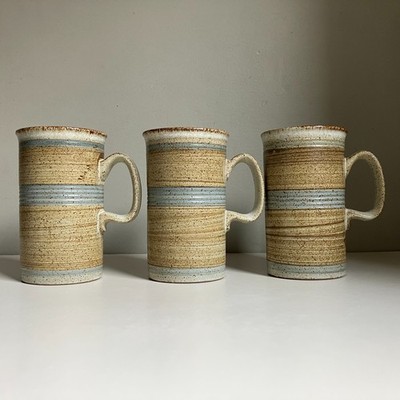 VINTAGE DUNOON KERAMIK SCHOTTLAND MCM RUSTIKAL STUDIO KERAMIK GROSSE STEINZEUG TASSEN X 3