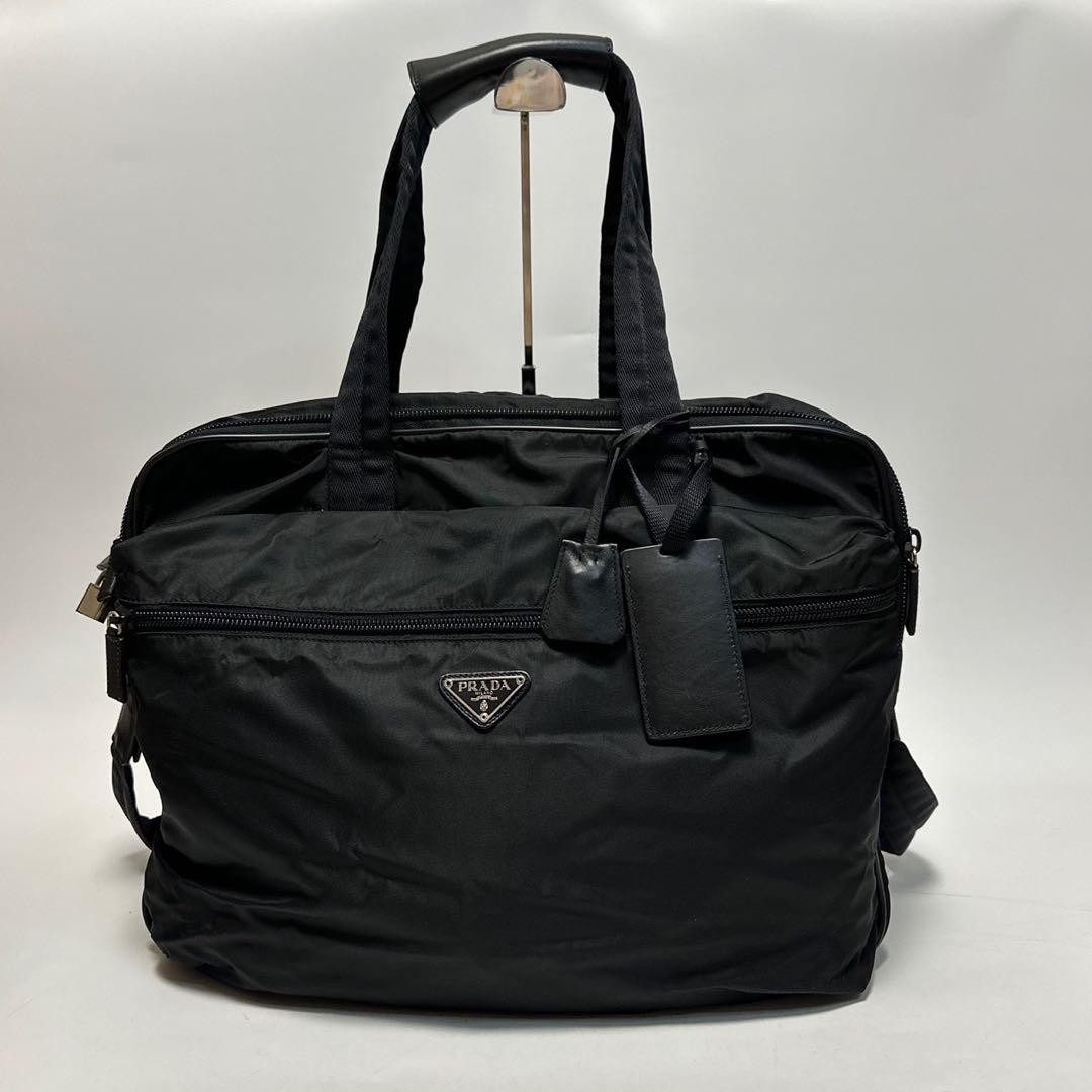 PRADA Triangle Logo Briefcase Business Hand Shoulder Bag Leather Auth R02130 thumbnail 2